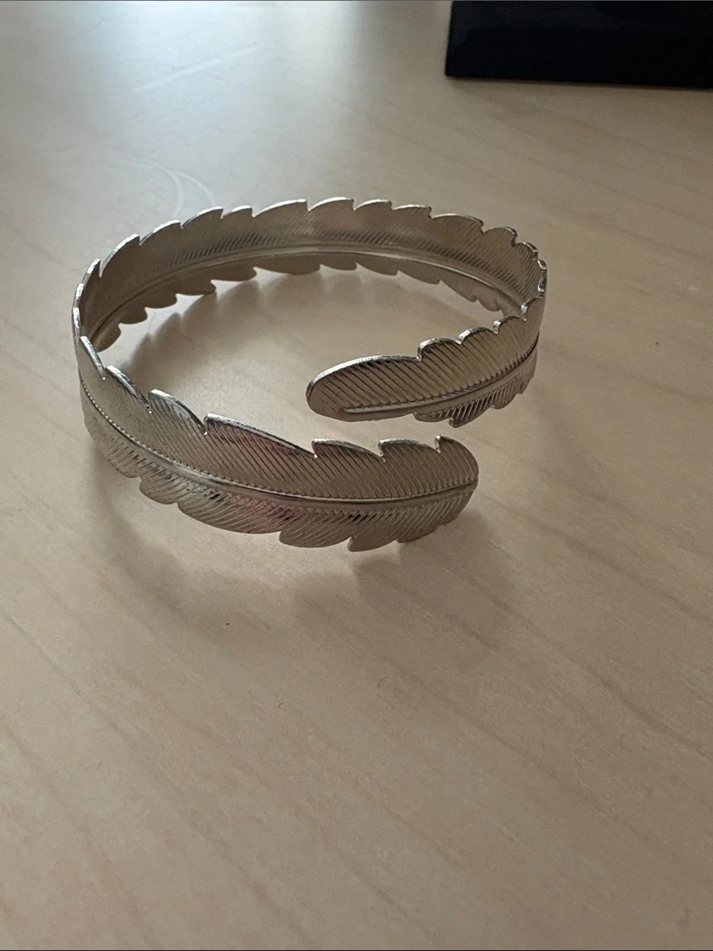 Silver Feather Cuff Bracelet Nature Inspired Statement Women Jewelry